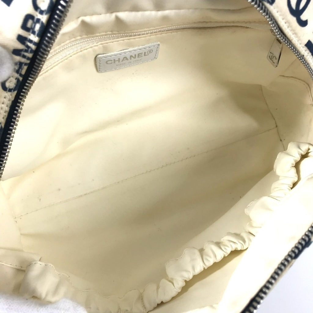 Chanel Navy White Canvas Clutch Bag