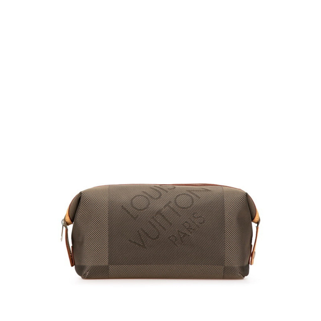 Louis Vuitton Damier Geant Earth Khaki Canvas Leather Pouch
