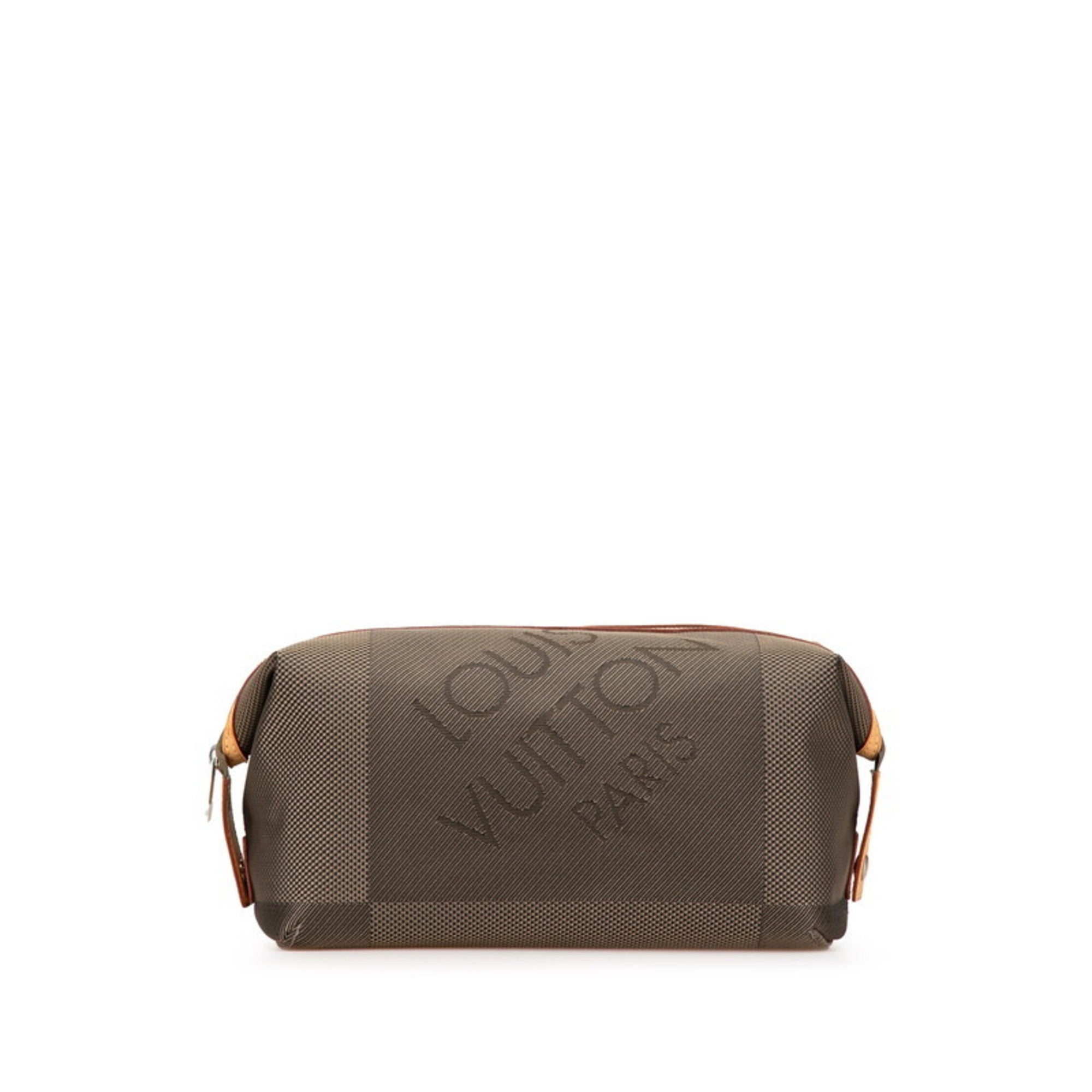 Louis Vuitton Damier Geant Earth Khaki Canvas Leather Pouch