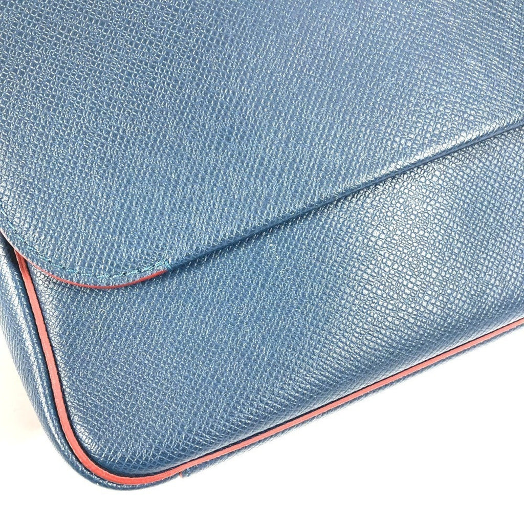 Louis Vuitton Navy Ocean Red Color Taiga Leather Messenger Bag Shoulder Bag
