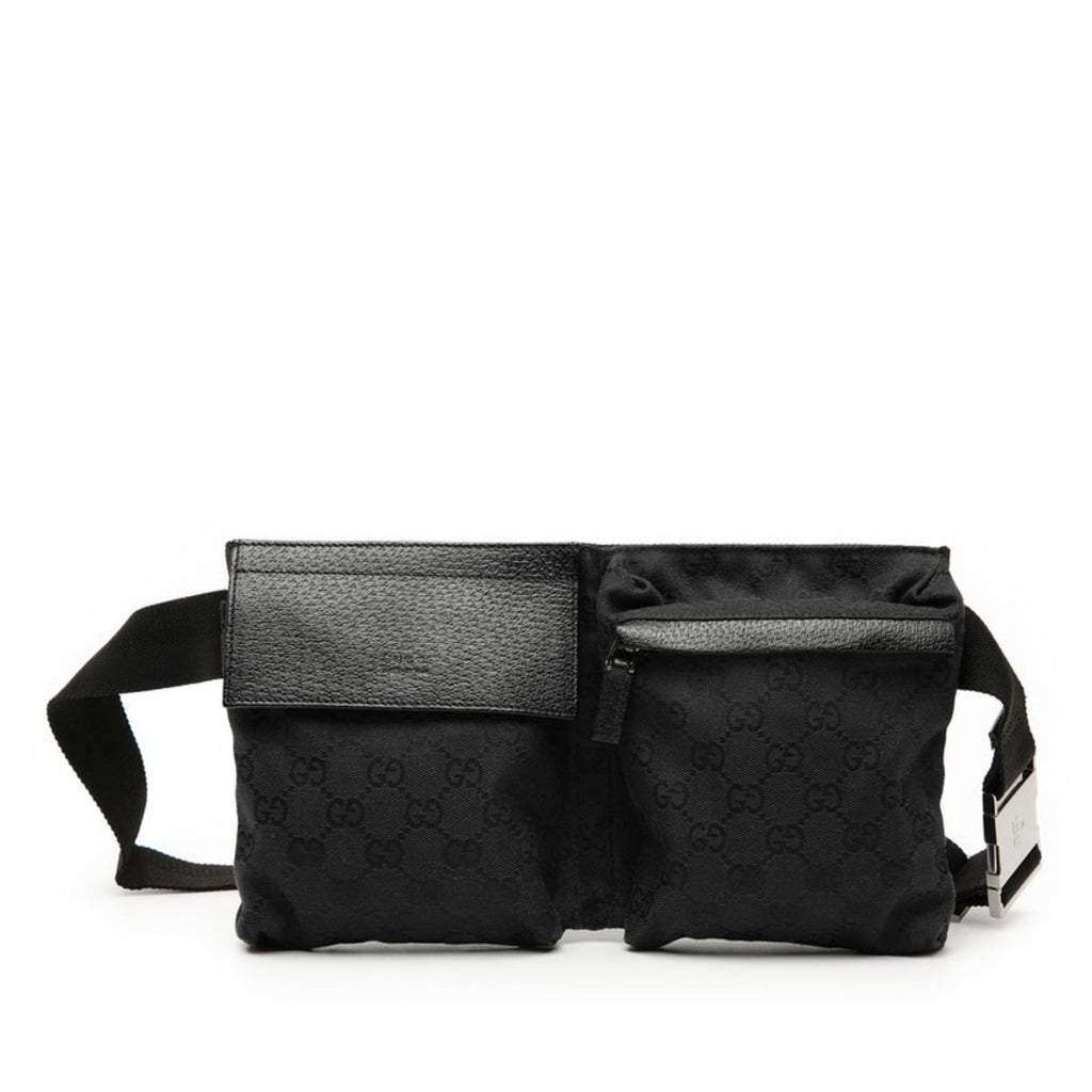 Gucci Black Canvas Leather Fanny Pack (Pre-Owned)