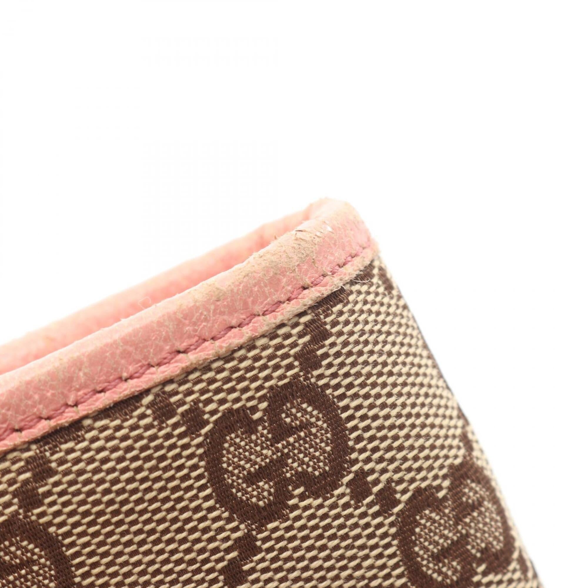 Gucci Beige Pink Canvas Leather Handbag Tote Bag (Pre-Owned)