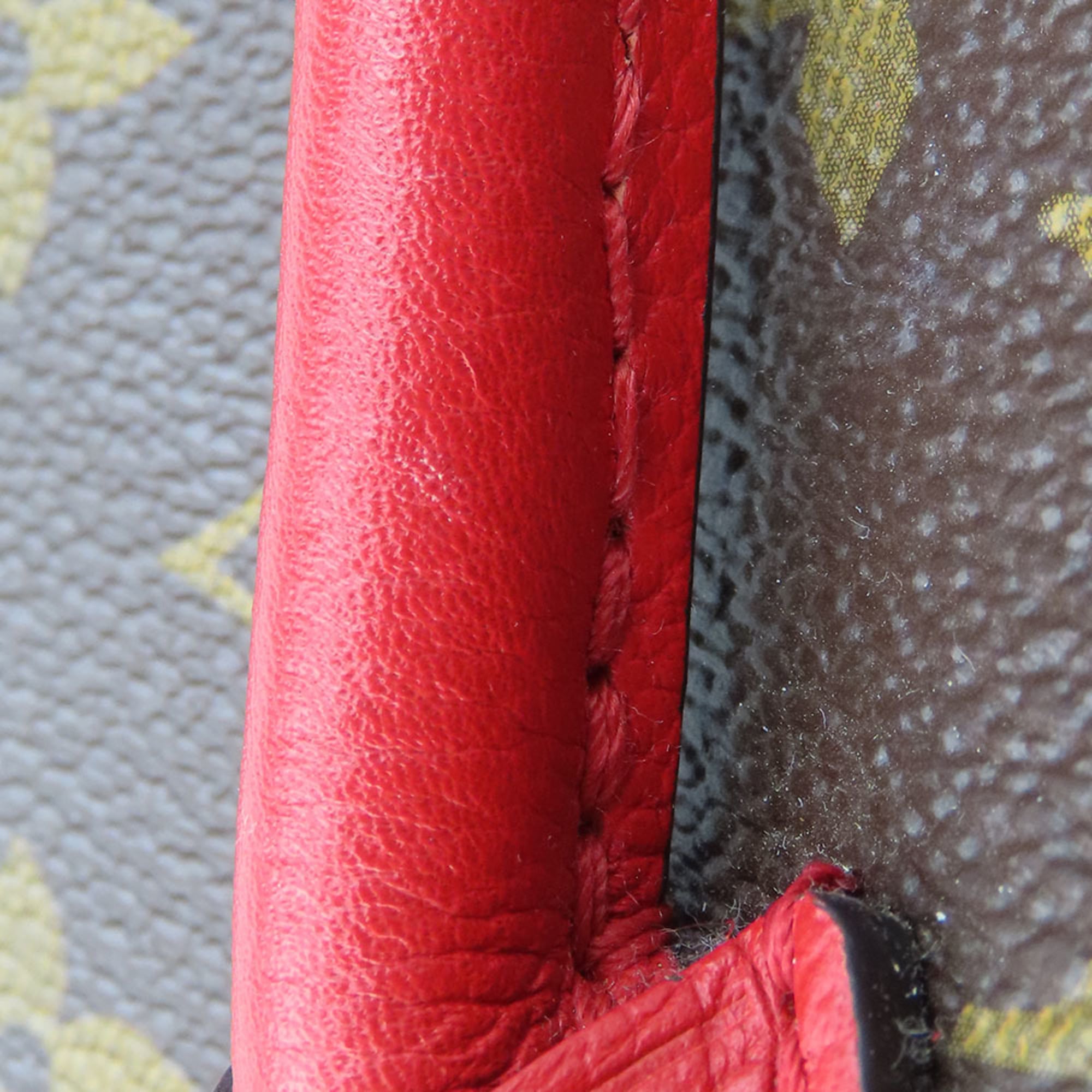 Louis Vuitton Monogram Cerise Red Brown Monogram Leather Tote Bag