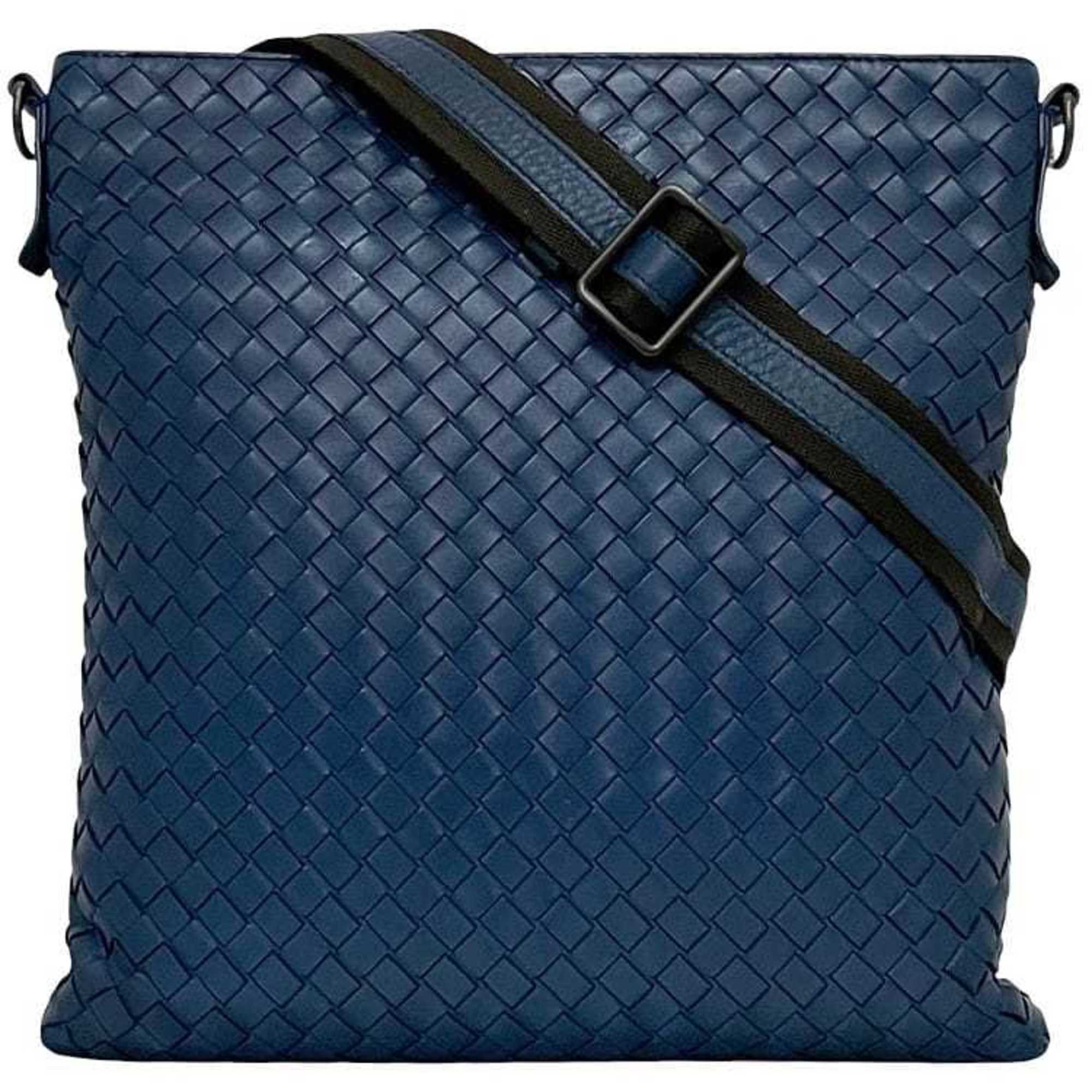 Bottega Veneta Blue Intrecciato Shoulder Bag