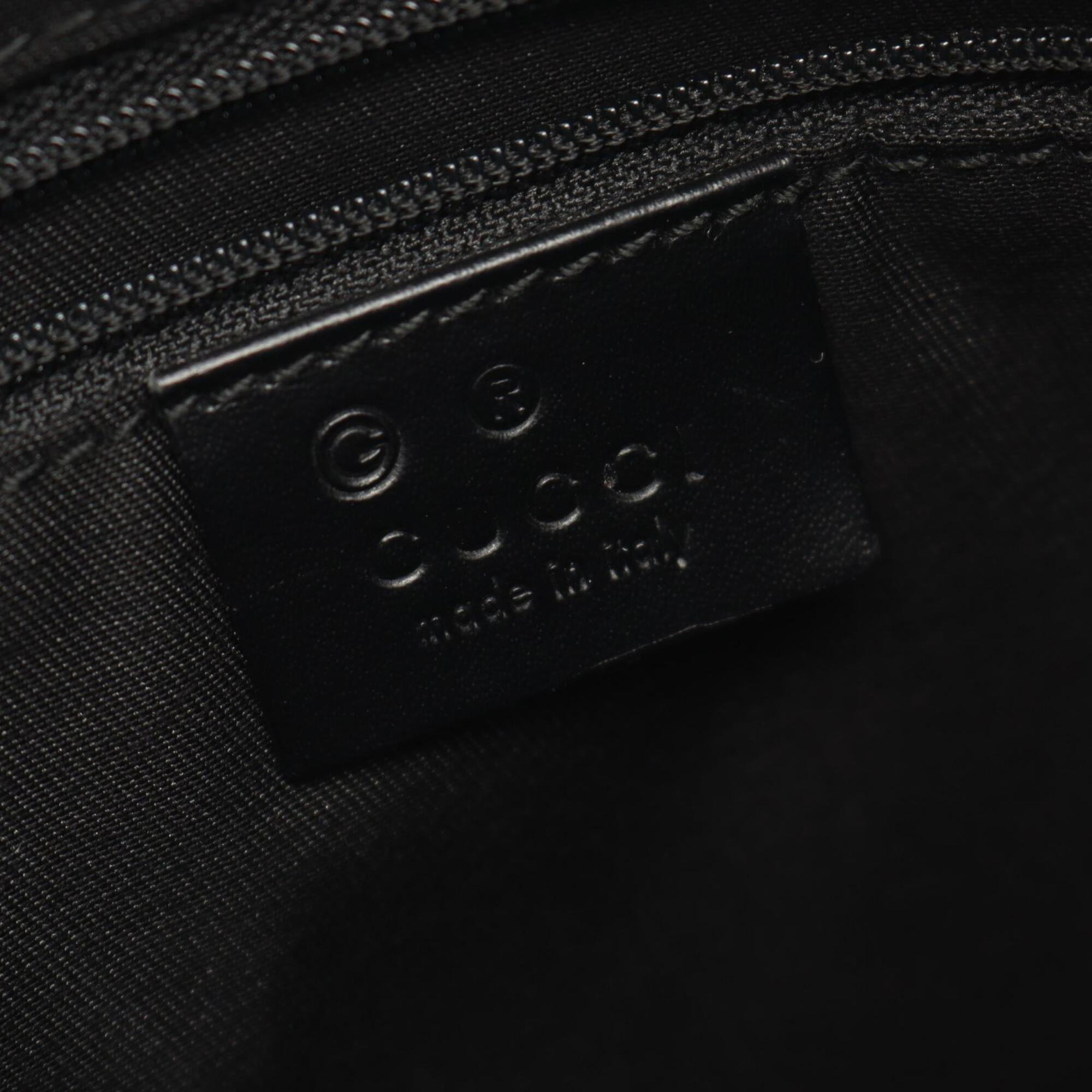 Gucci Black Canvas Leather Handbag Shoulder Bag (Pre-Owned)