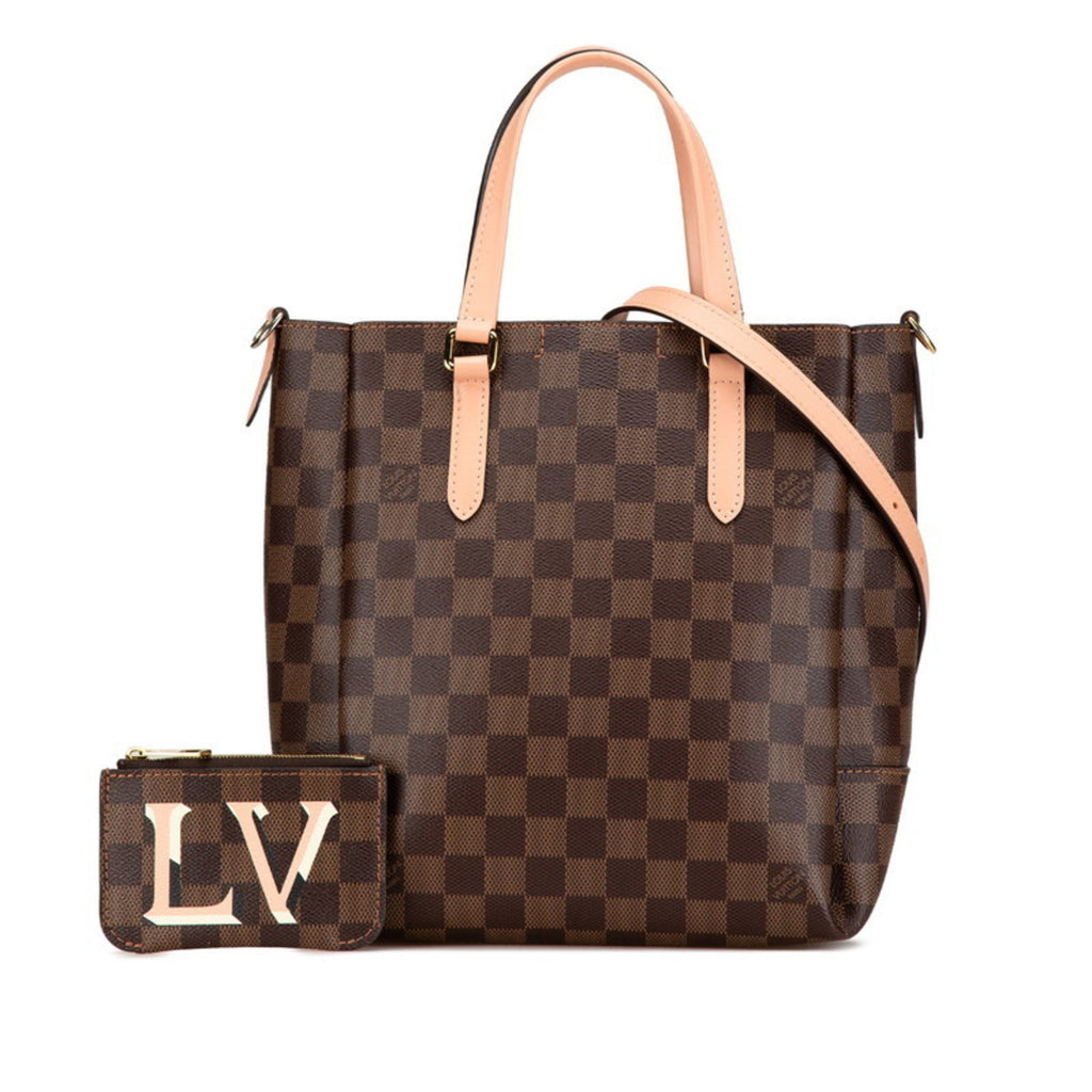 Louis Vuitton Brown Damier Canvas Pink Pvc Leather Shoulder Bag Tote Bag