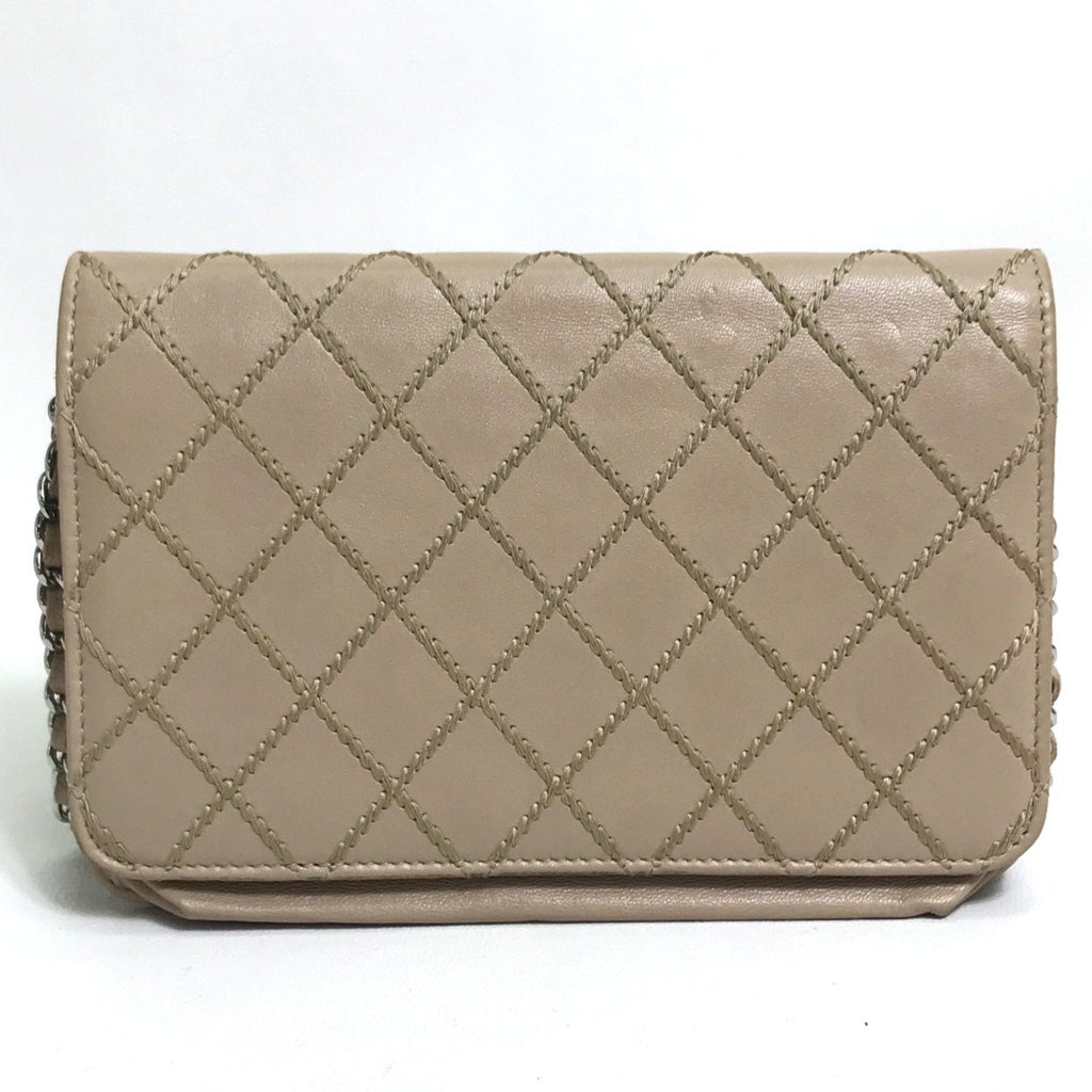 Chanel Beige Leather Long Wallet (Bi-Fold)