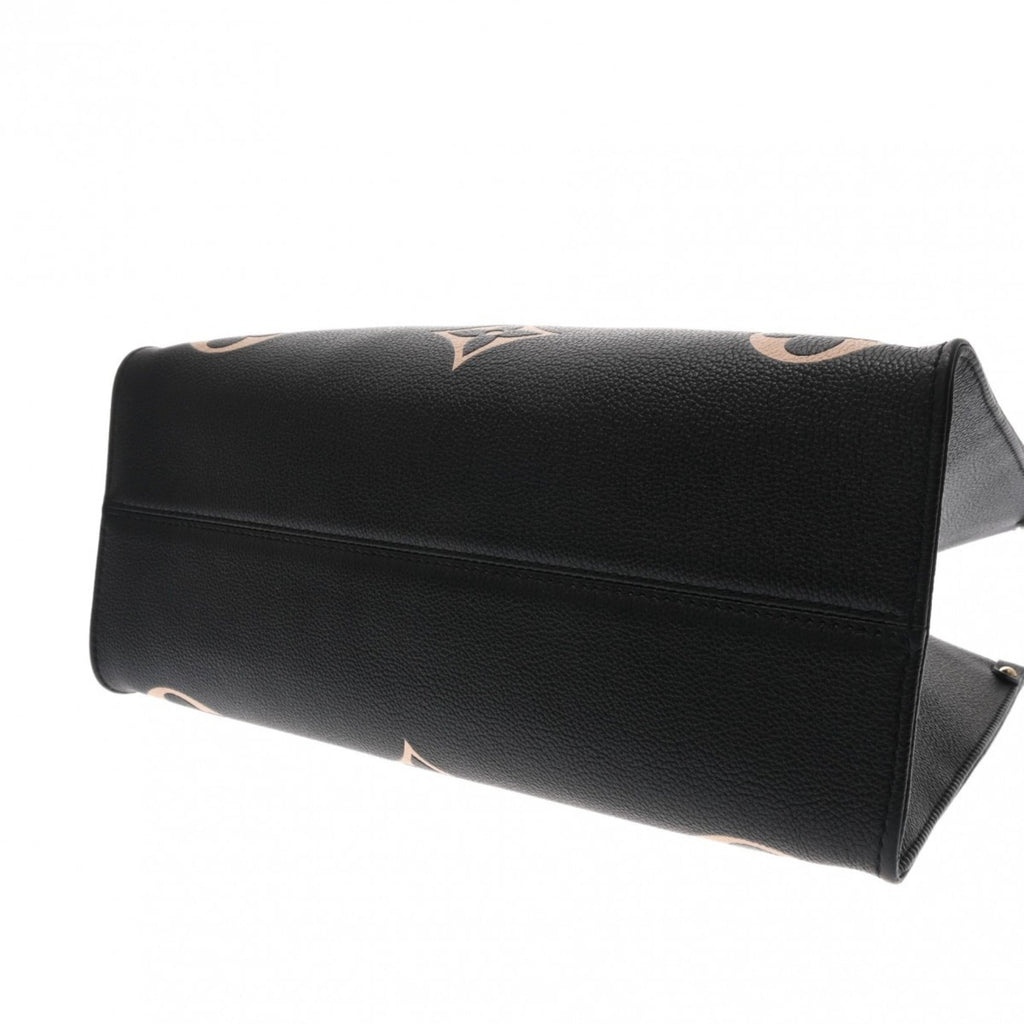 Louis Vuitton Beige Black Leather Handbag