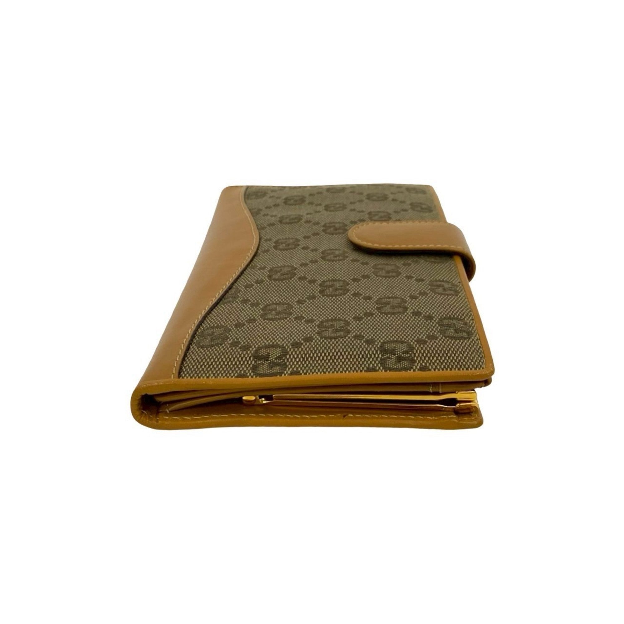 Gucci Beige Canvas Leather Long Wallet (Bi-Fold) (Pre-Owned)