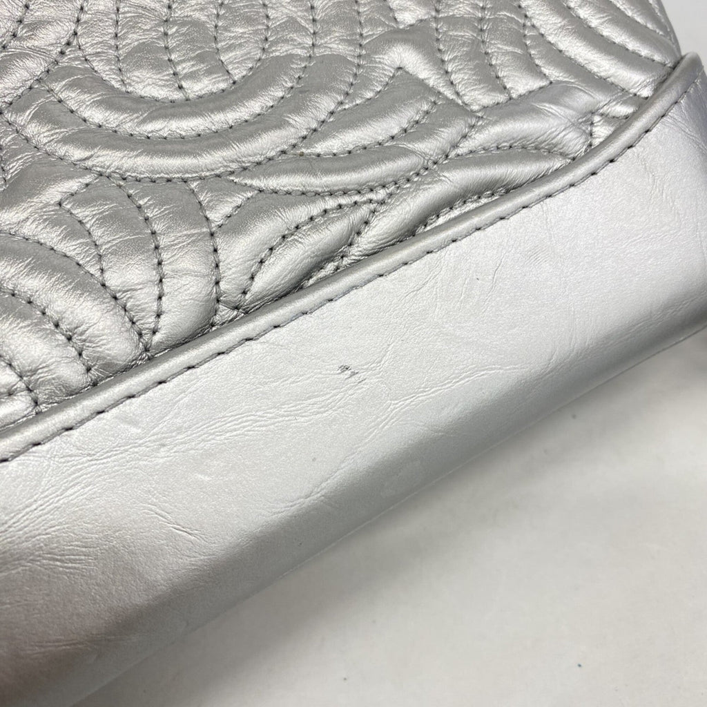Chanel Silver Leather Shoulder Bag
