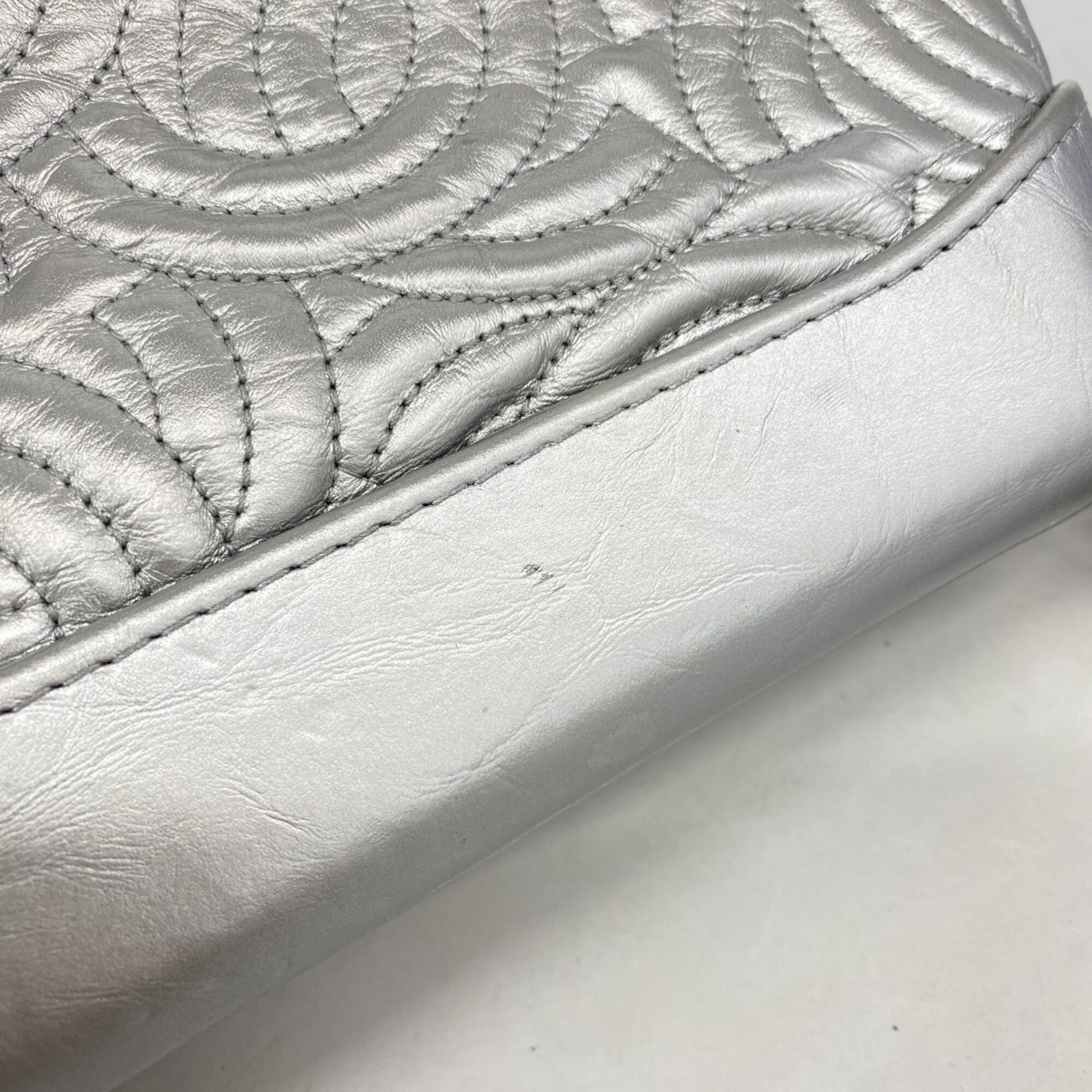 Chanel Silver Leather Shoulder Bag