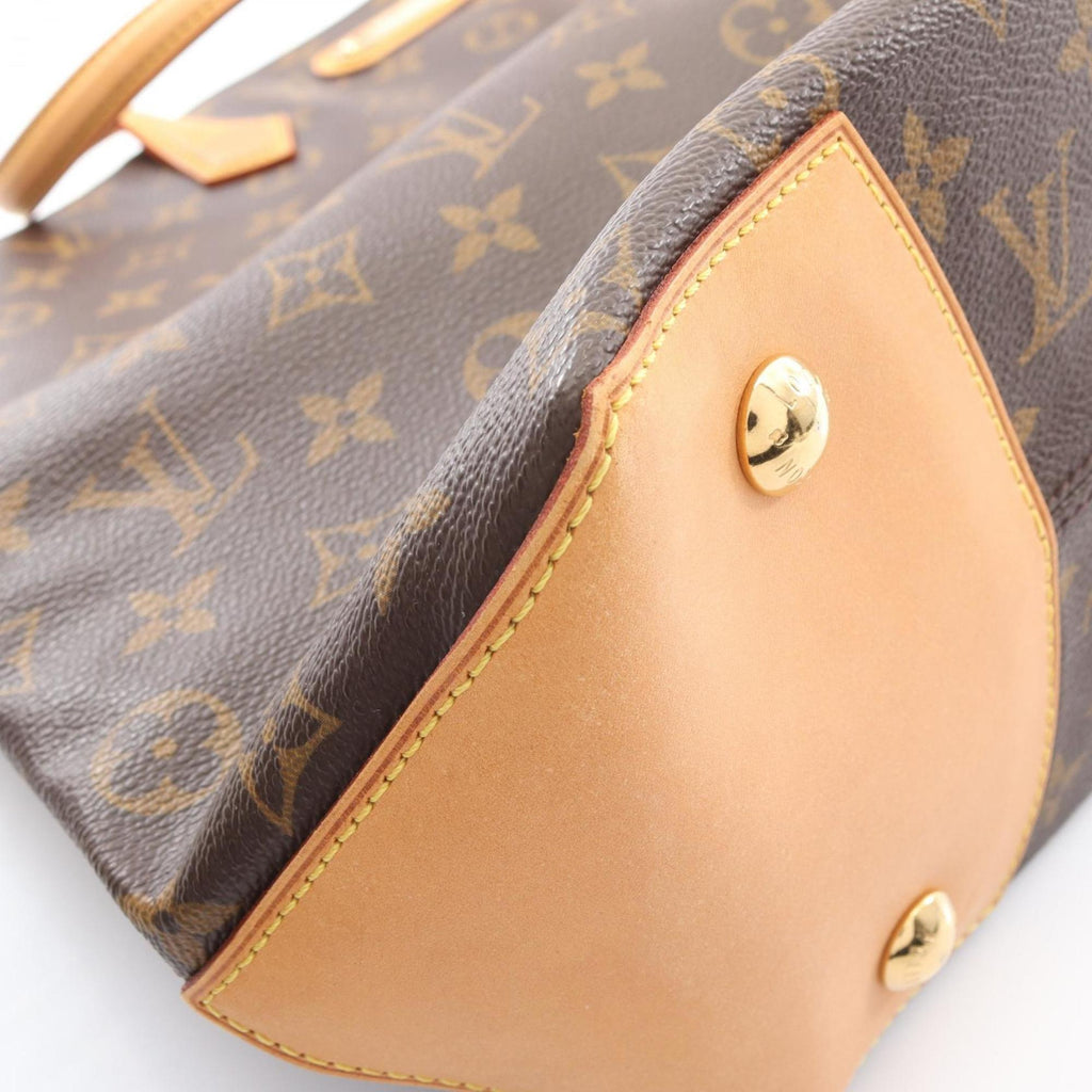Louis Vuitton Brown Coated Canvas Leather Handbag Tote Bag