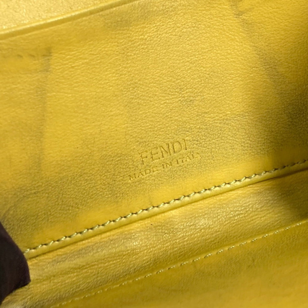 Fendi Black Yellow Leather Coin Purse/Coin Case