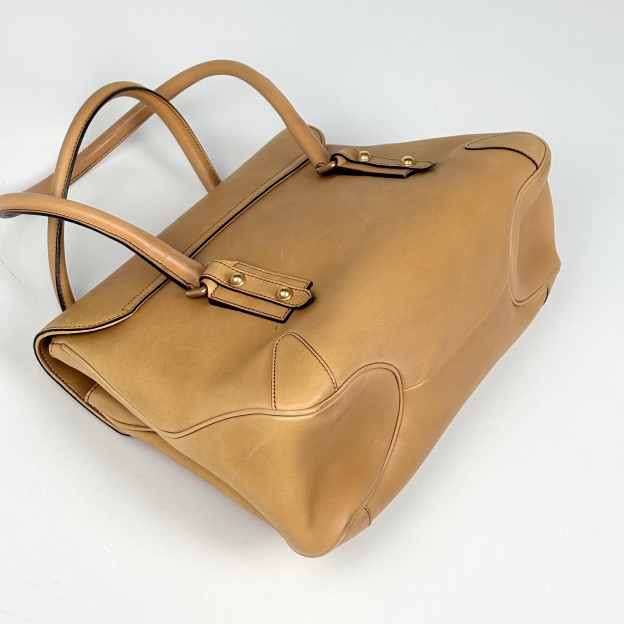 Gucci Beige Brown Leather Handbag (Pre-Owned)