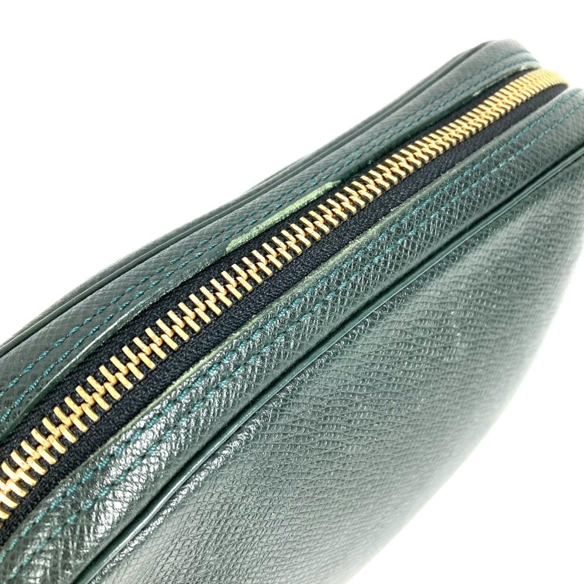 Louis Vuitton Taiga Episea Green Taiga Leather Clutch Bag