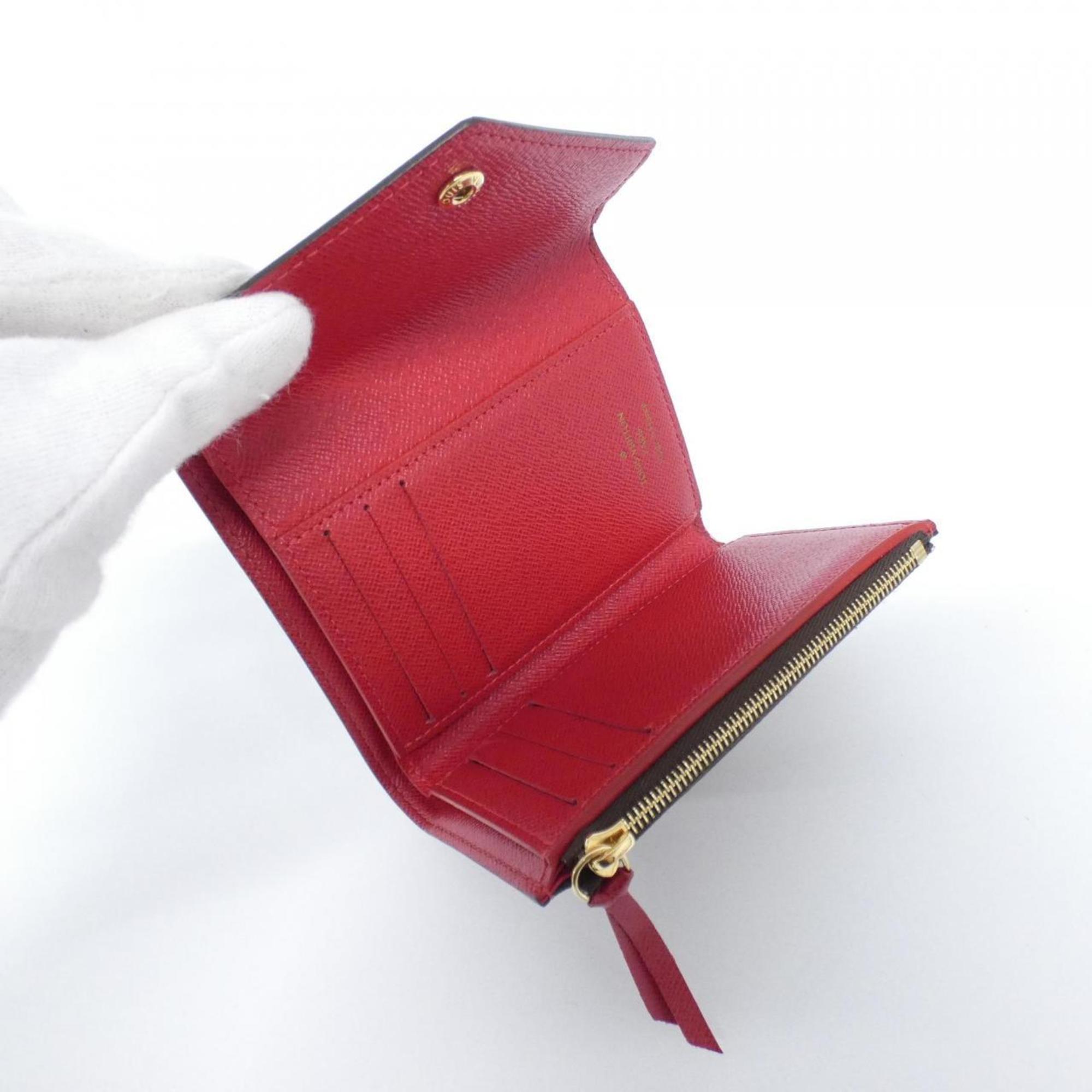 Louis Vuitton Ebene Rouge Coated Canvas Wallet (Tri-Fold)