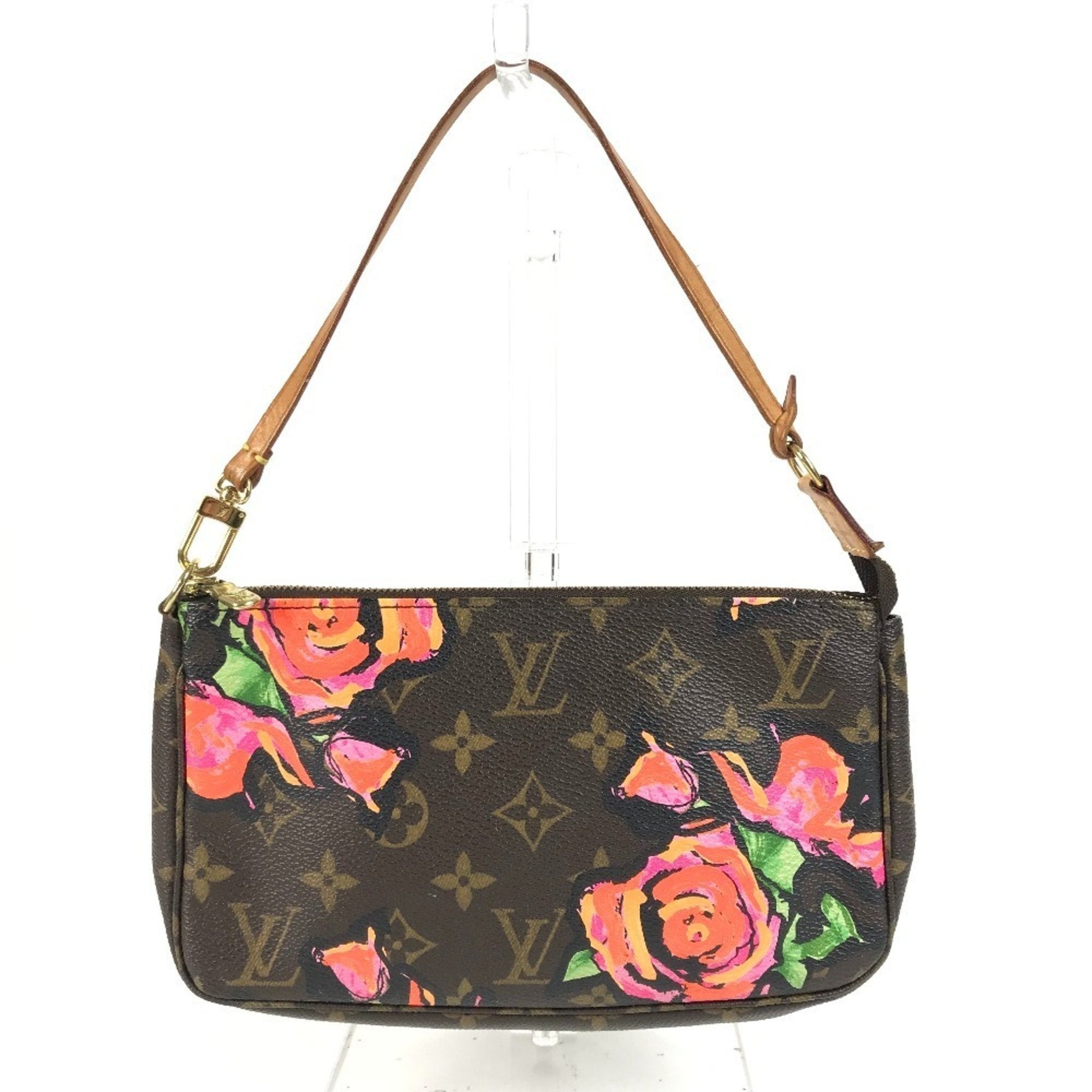 Louis Vuitton Brown Pink Rose Monogram Rose Canvas Handbag Pouch Shoulder Bag