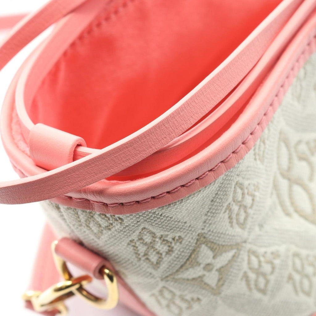 Louis Vuitton Pink White Canvas Leather Handbag