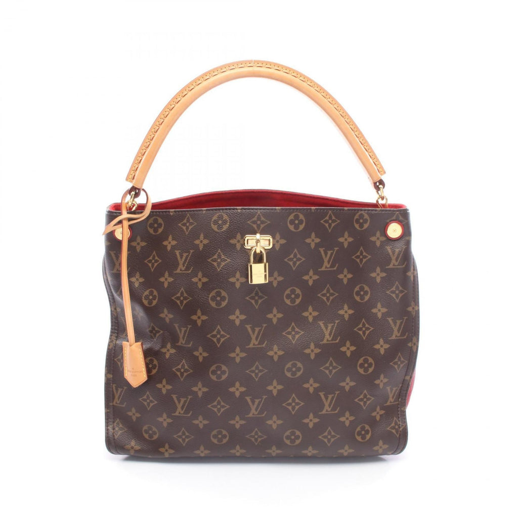 Louis Vuitton Brown Monogram Red Color Coated Canvas Leather Handbag Shoulder Bag