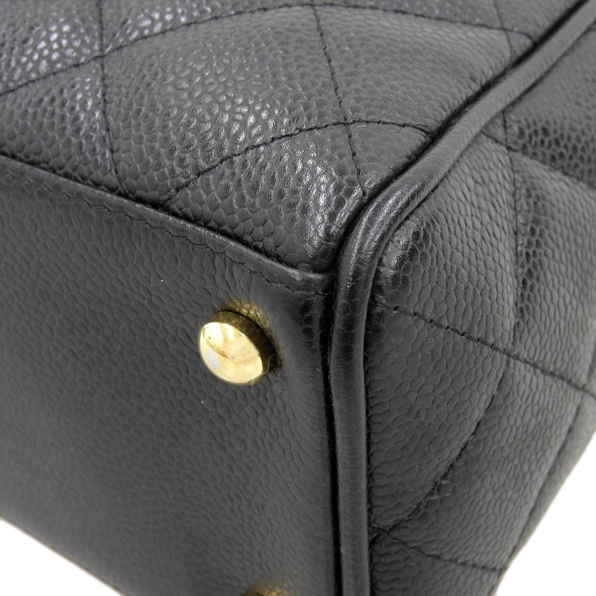 Chanel Black Caviar Leather Boston Bag Handbag