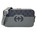 Gucci Black Gray Leather Gg Supreme Shoulder Bag (Pre-Owned)