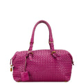 Bottega Veneta Intrecciato Purple Leather Boston Bag Handbag