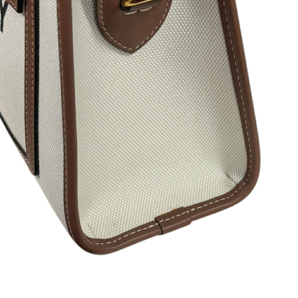 Burberry Beige Brown Canvas Leather Shoulder Bag