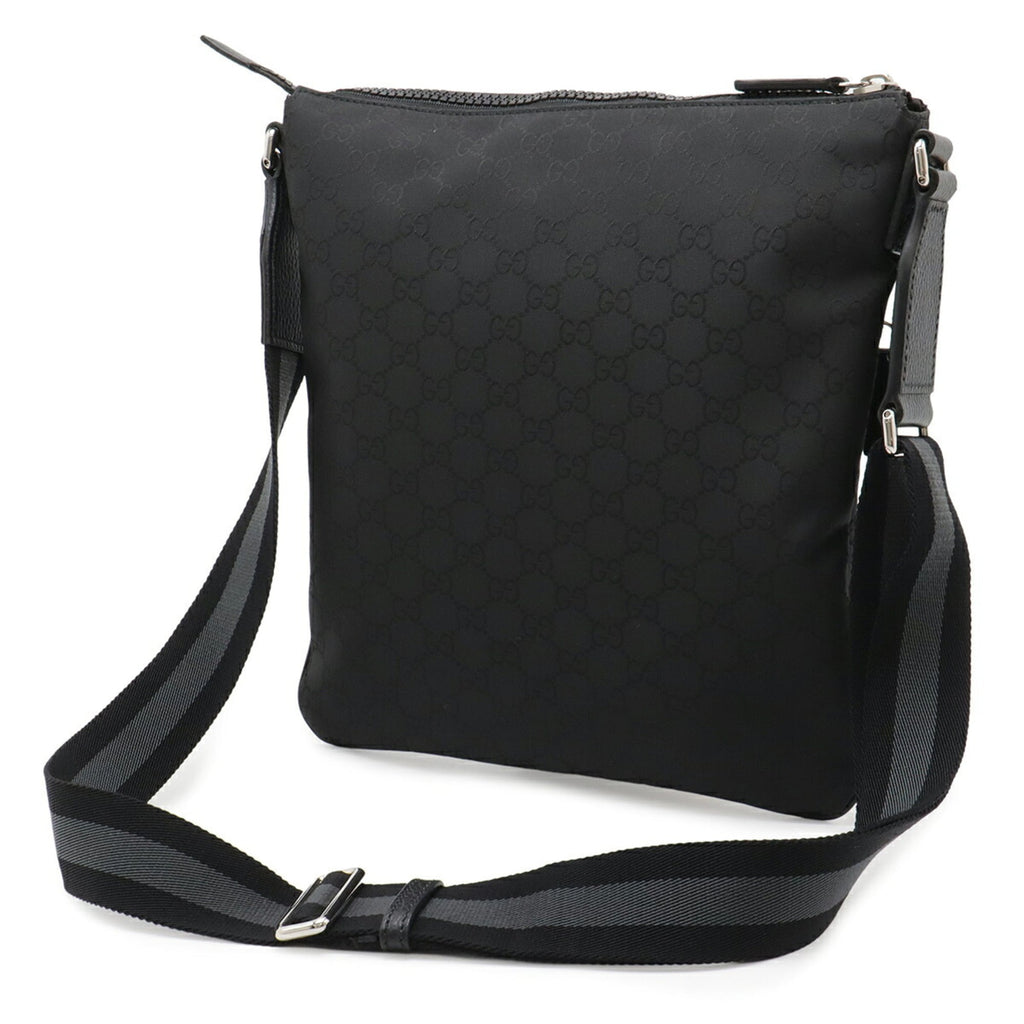 Gucci Black Gray Nylon Leather Shoulder Bag (Pre-Owned)