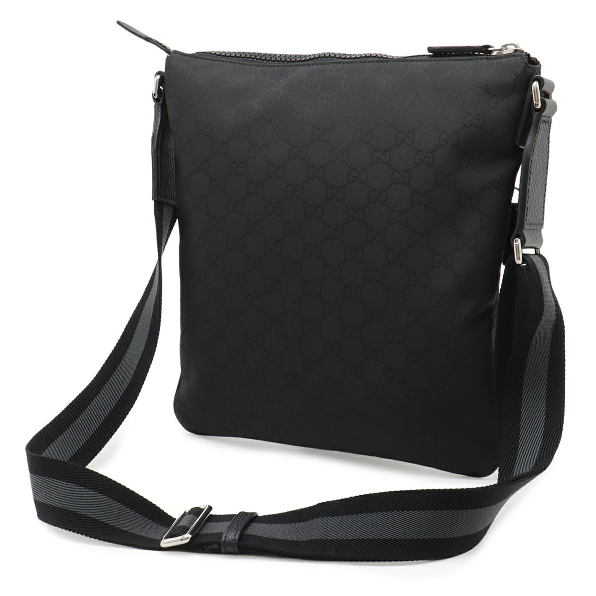 Gucci Black Gray Nylon Leather Shoulder Bag (Pre-Owned)