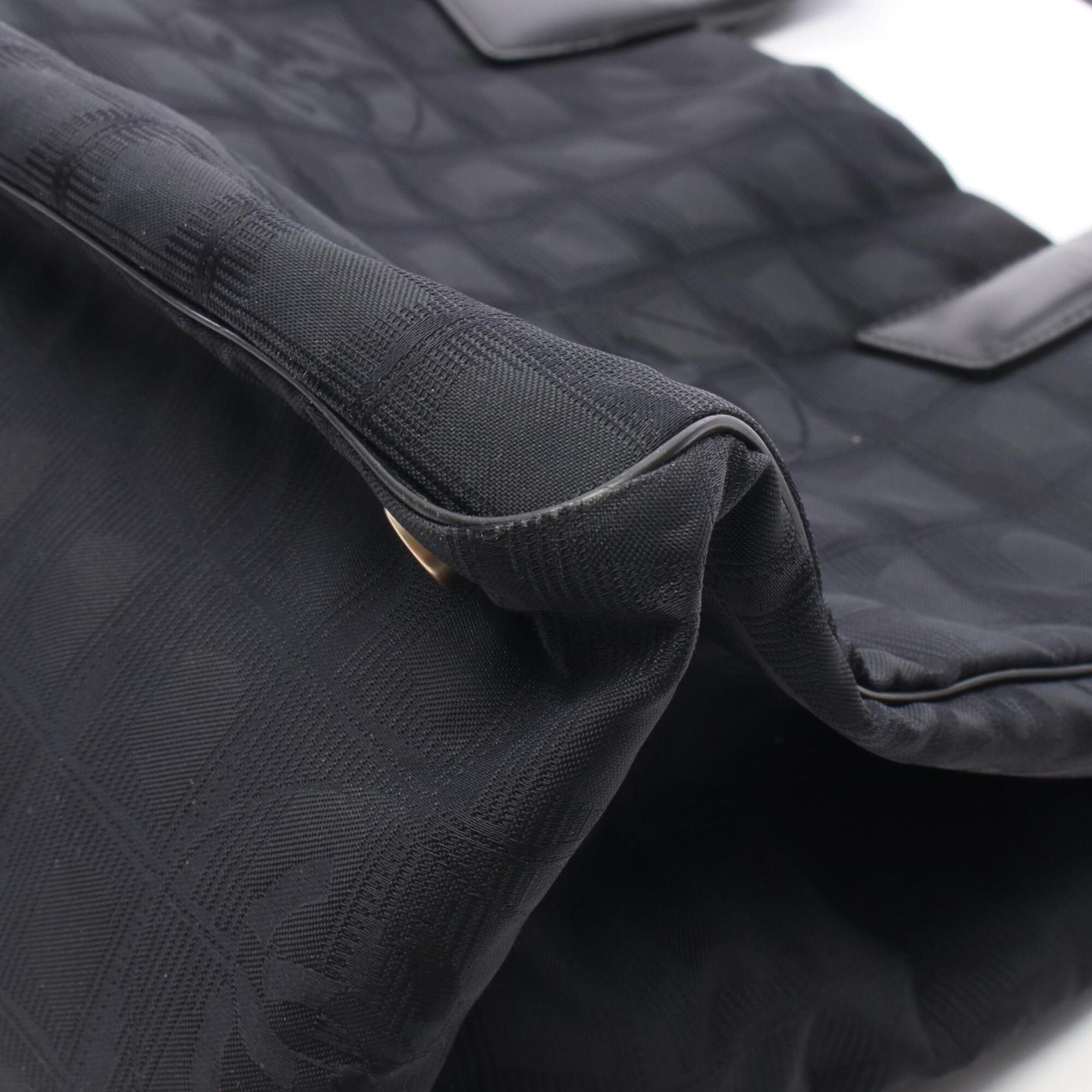 Chanel Black Leather Nylon Canvas Handbag Tote Bag