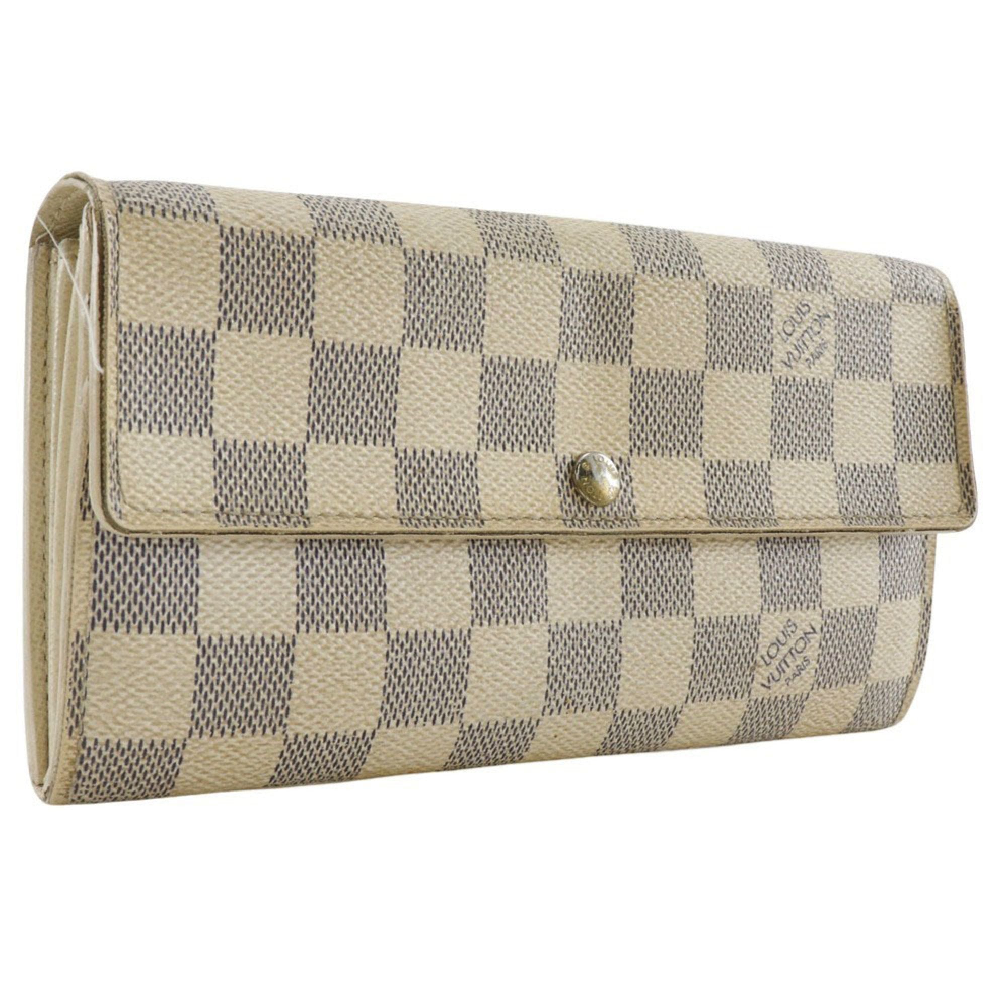 Louis Vuitton White Damier Azur Canvas Long Wallet (Tri-Fold)