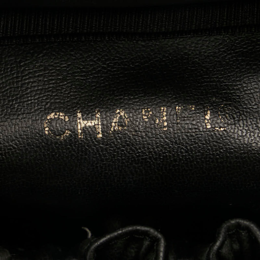 Chanel Caviar Skin Black Gold Caviar Leather Handbag Vanity Bag