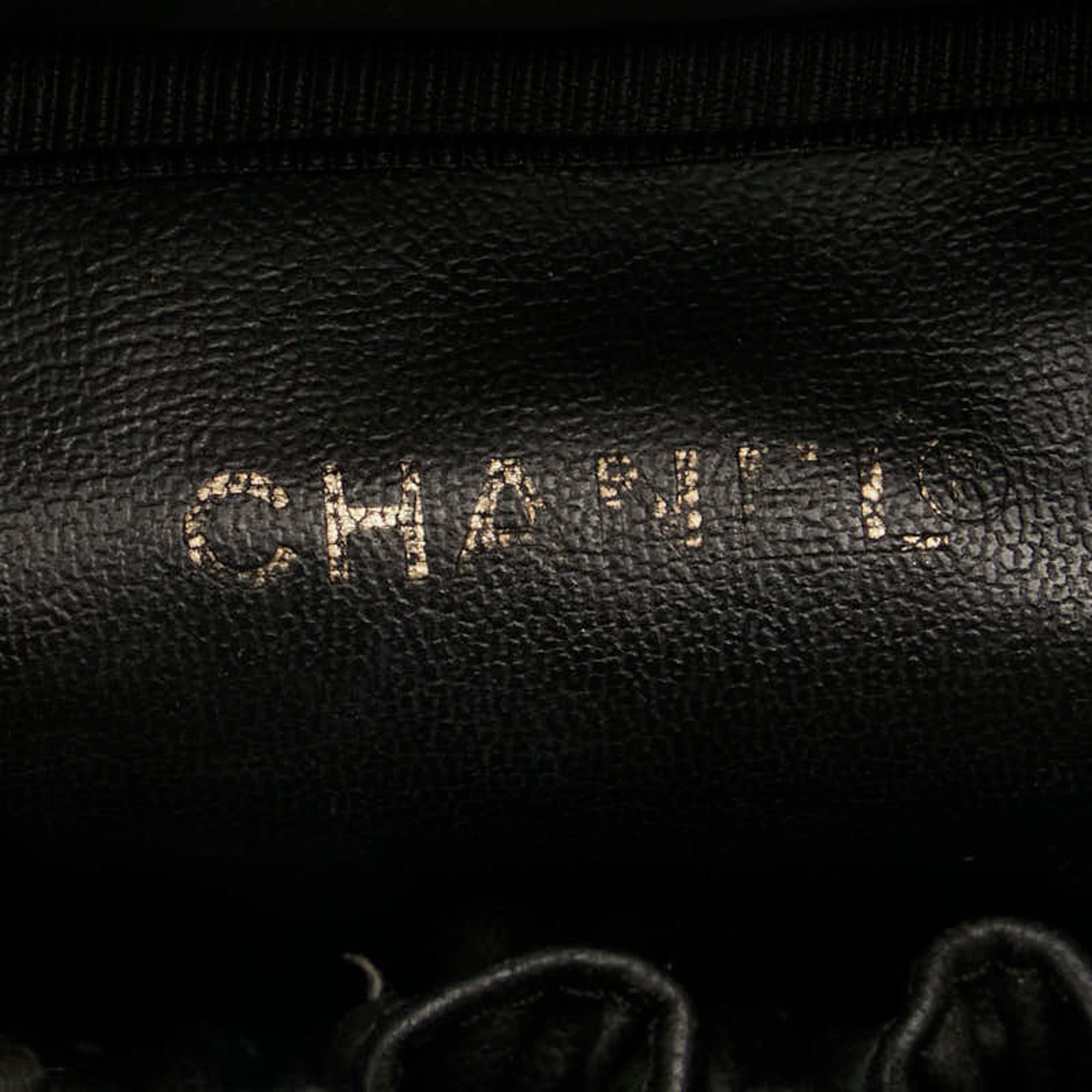 Chanel Caviar Skin Black Gold Caviar Leather Handbag Vanity Bag