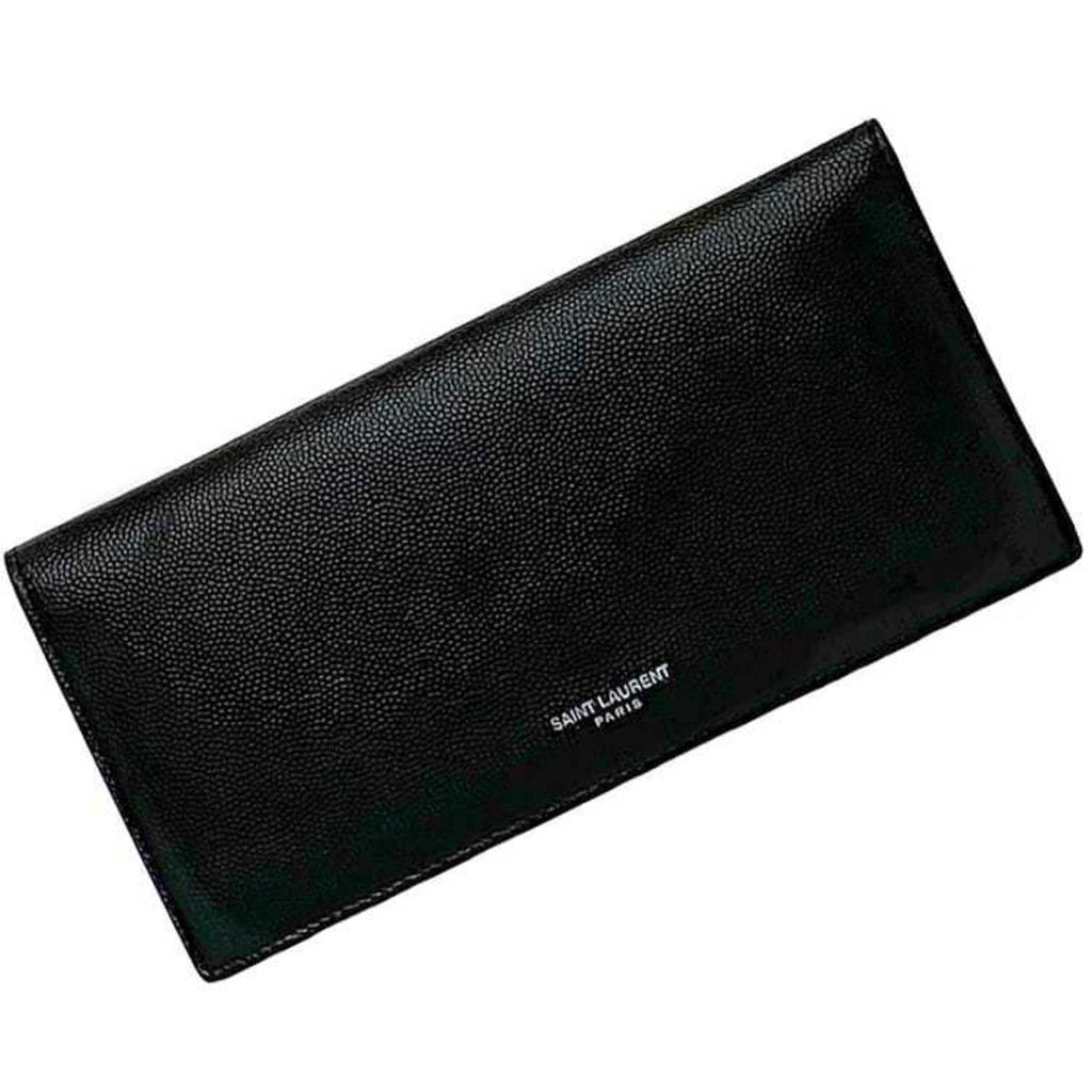 Saint Laurent Black Leather Long Wallet (Bi-Fold) (Pre-Owned)