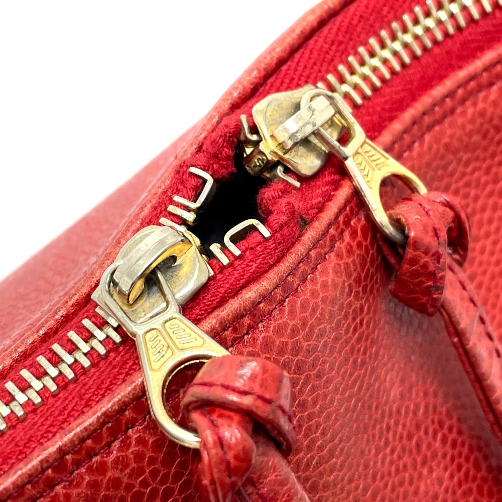 Chanel Red Leather Shoulder Bag