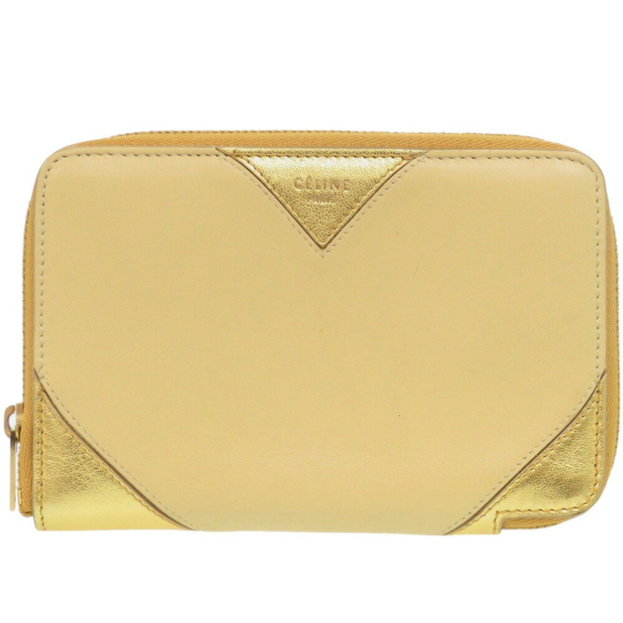 Celine Gold Yellow Leather Wallet (Bi-Fold)