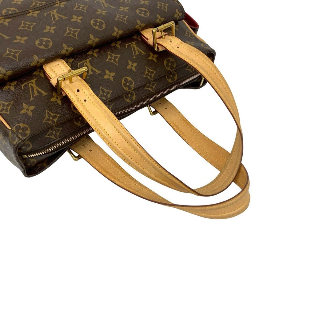 Louis Vuitton Brown Leather Pvc Handbag Tote Bag