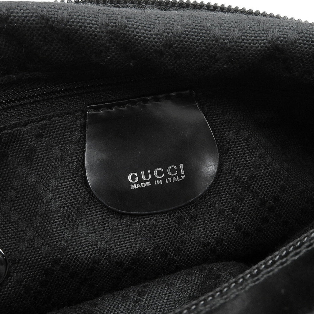 Gucci Black Bamboo Canvas Handbag (Pre-Owned)
