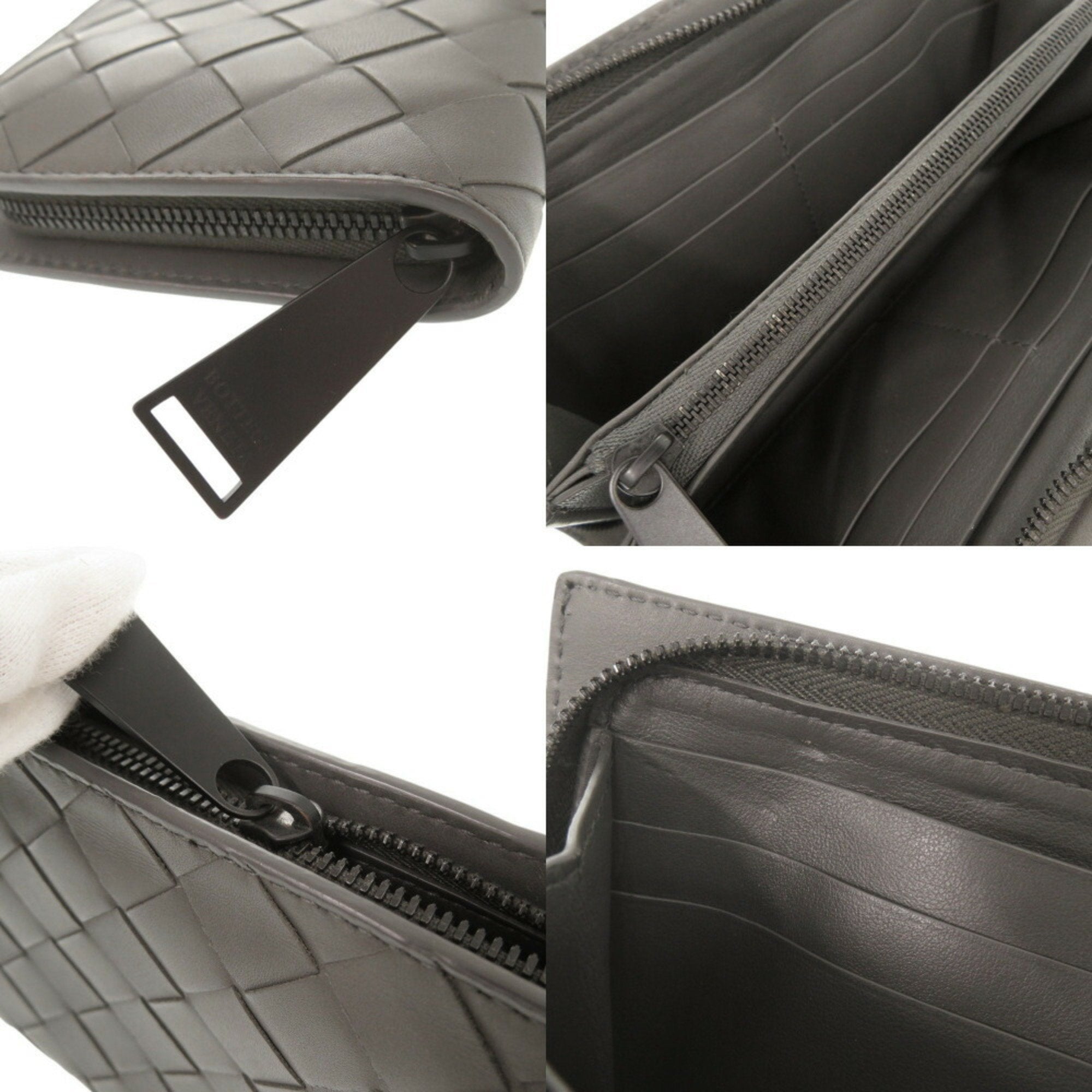 Bottega Veneta Gray Intrecciato Long Wallet (Bi-Fold)