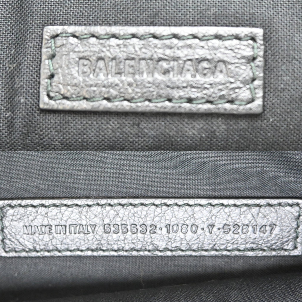 Balenciaga Black White Leather Clutch