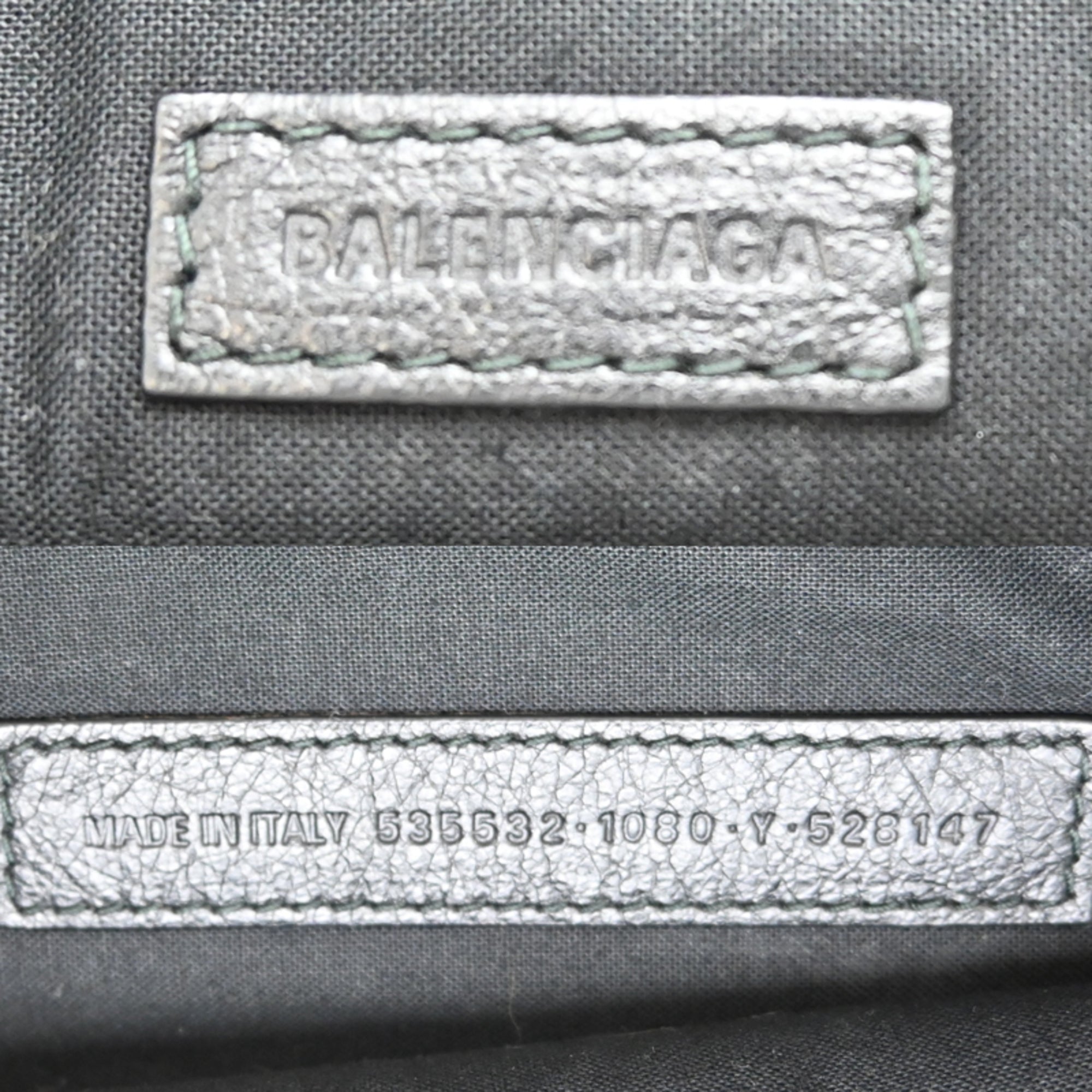 Balenciaga Black White Leather Clutch