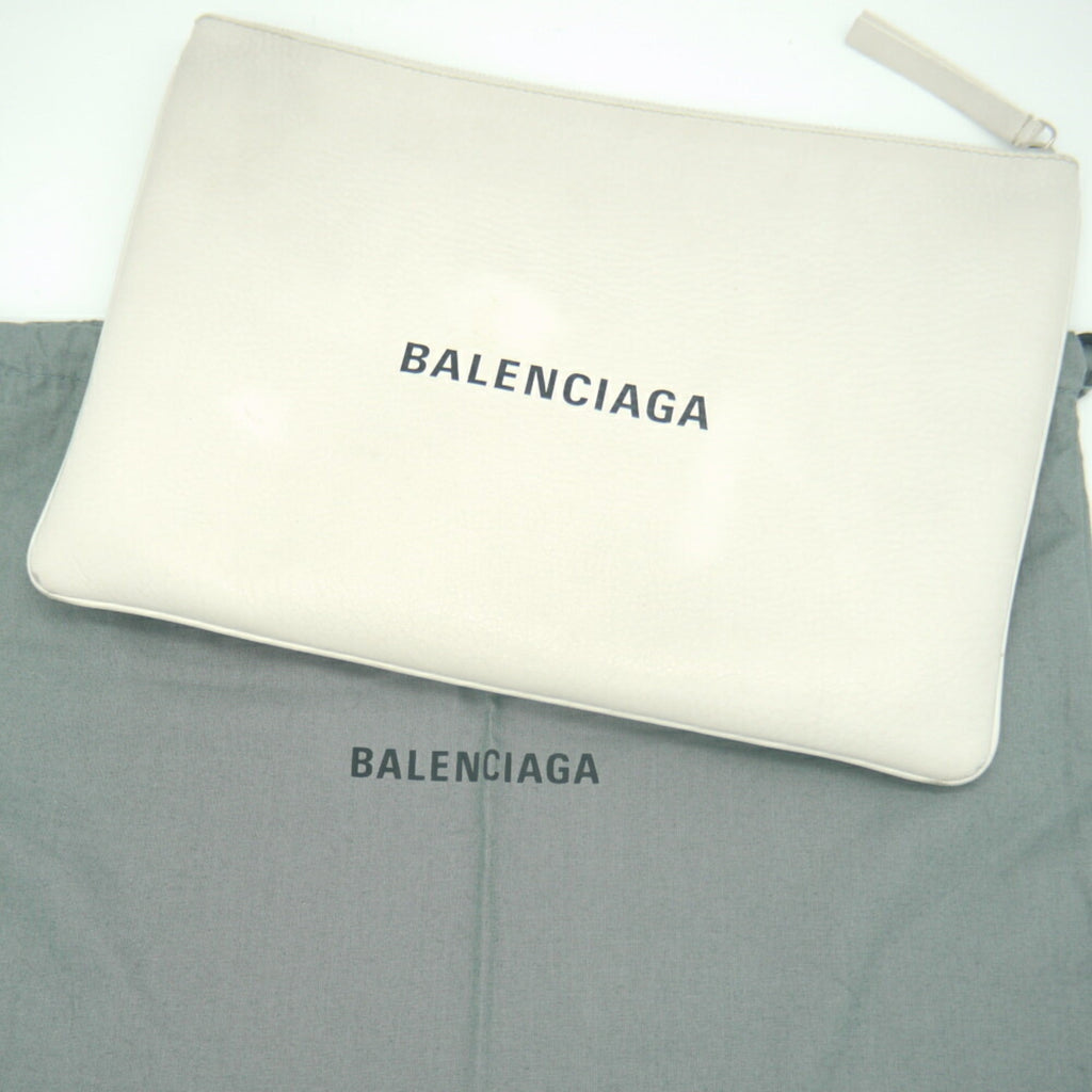 Balenciaga White Leather Clutch
