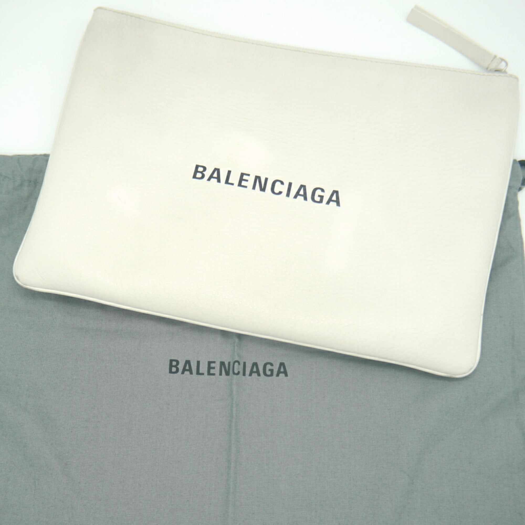 Balenciaga White Leather Clutch
