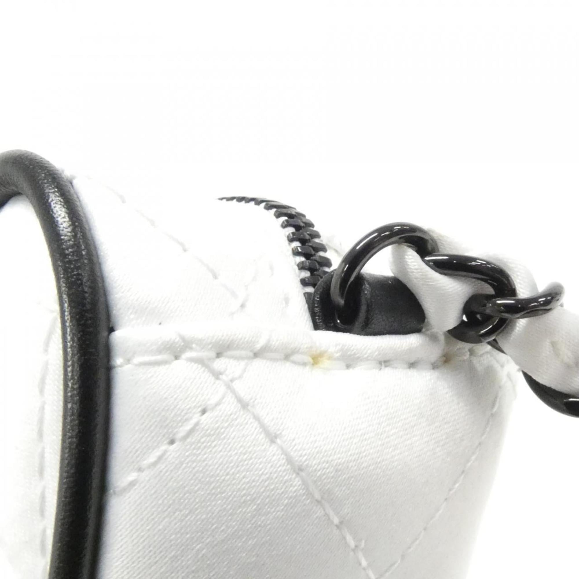 Chanel Black White Satin Shoulder Bag