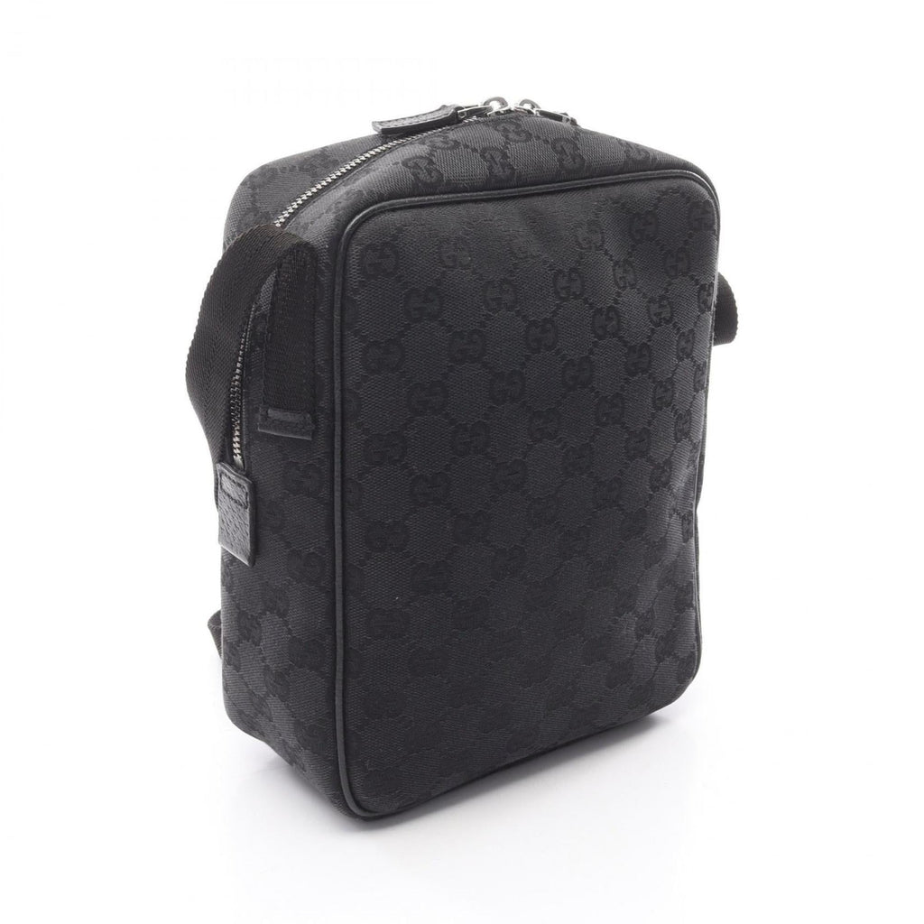 Gucci Black Gg Canvas Leather Handbag Shoulder Bag (Pre-Owned)
