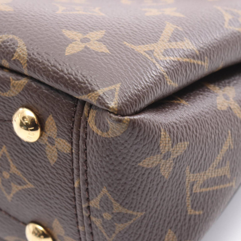 Louis Vuitton Black Brown Monogram Coated Canvas Leather Handbag