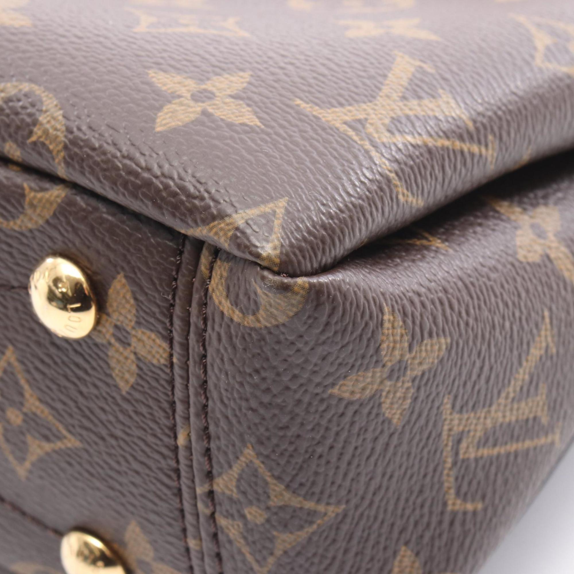 Louis Vuitton Black Brown Monogram Coated Canvas Leather Handbag