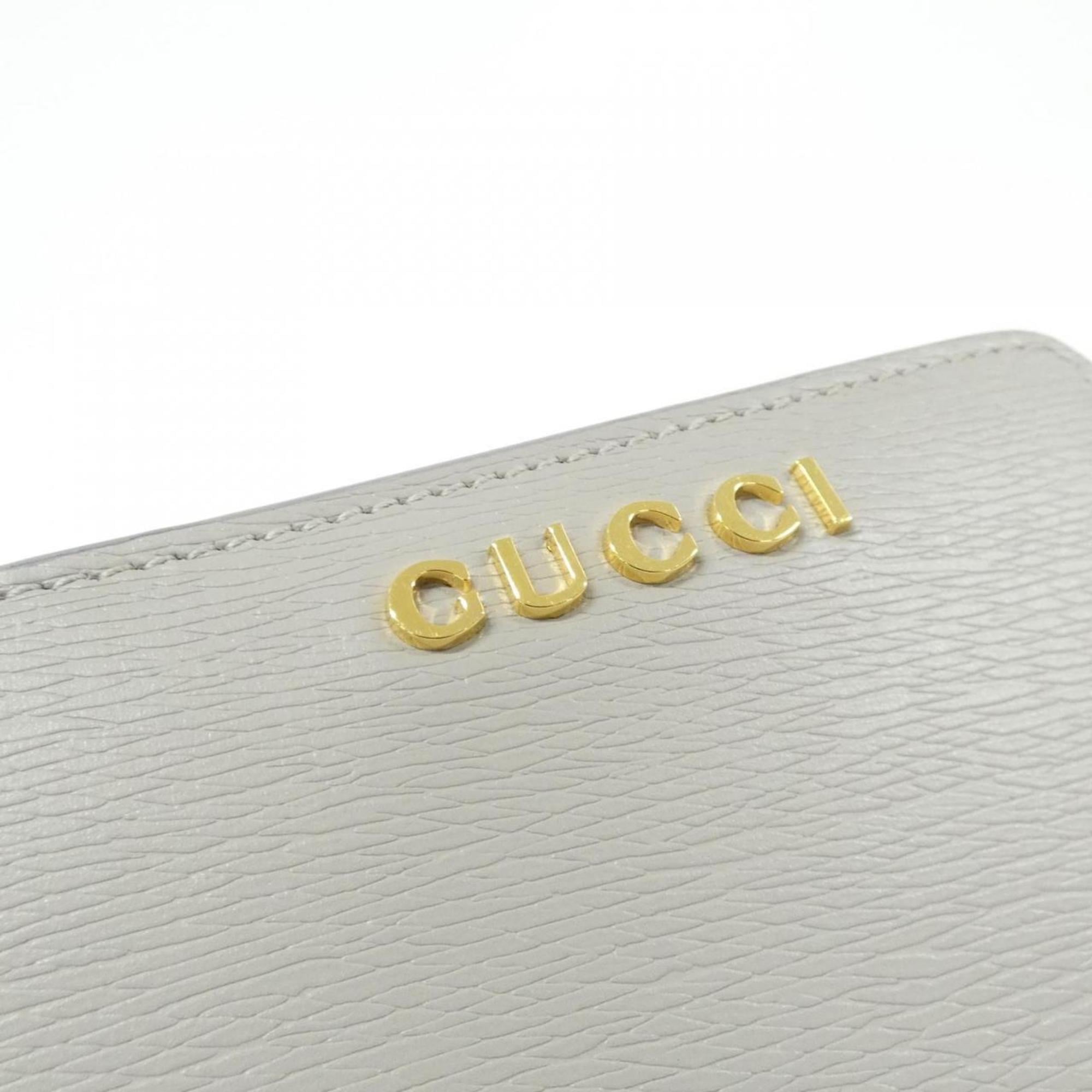 Gucci Gold Gray Light Gray Leather Wallet (Bi-Fold) (Pre-Owned)