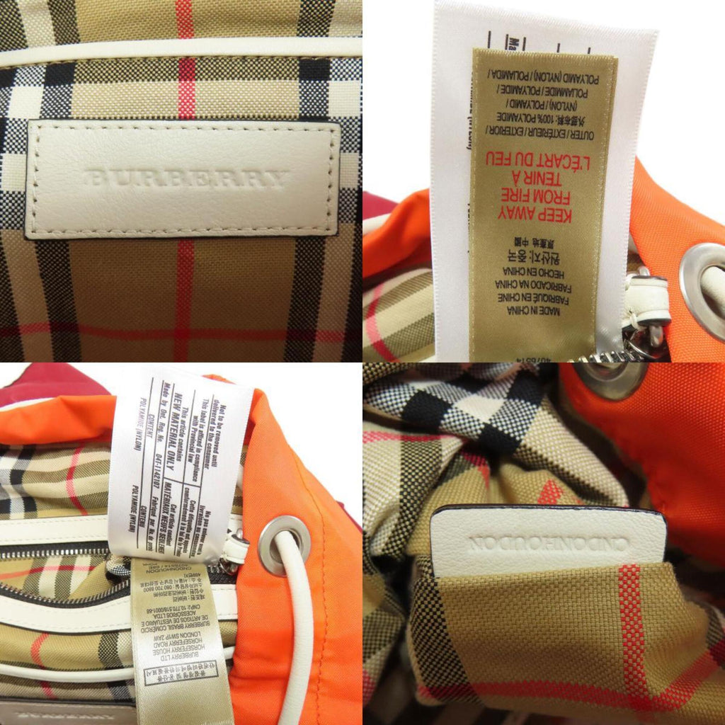 Burberry Orange Red Color Nylon Backpack