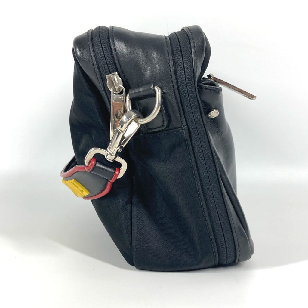 Fendi Black Nylon Leather Handbag Pochette Shoulder Bag